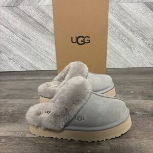 UGG | Disquette Cozy Fur Lines Slippers In Campfire Grey NEW